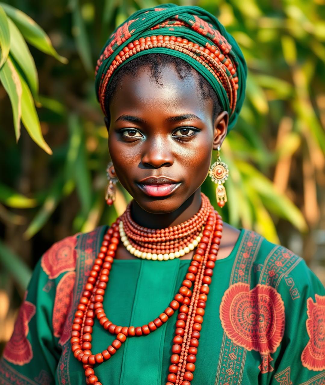 Young Ijaw woman in coral beads and George wrapper